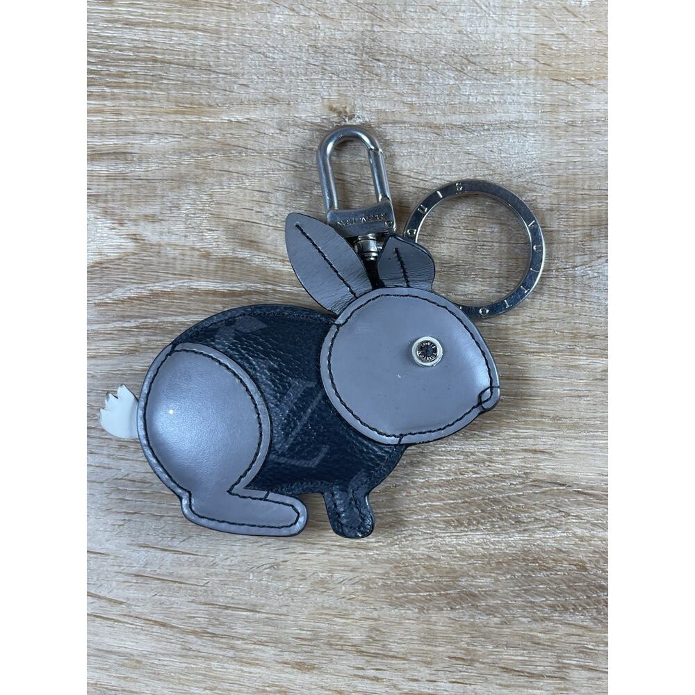 Authenticated Louis Vuitton Monogram Eclipse Porte Cles Animal Rabbit Charm